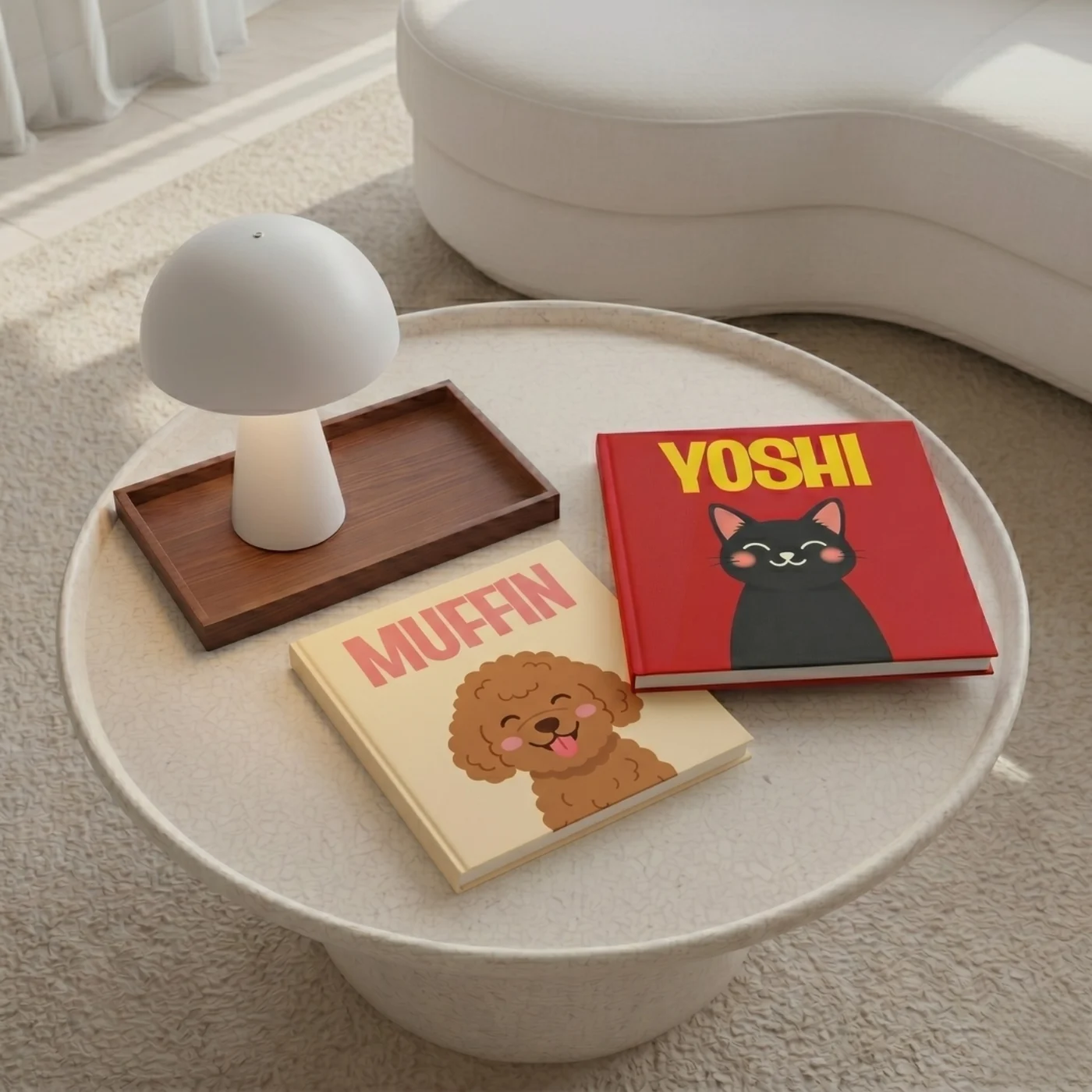 klikkie photo book displayed on a coffee table