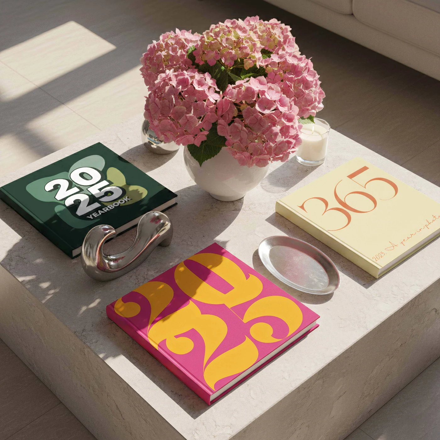 klikkie photo book displayed on a coffee table