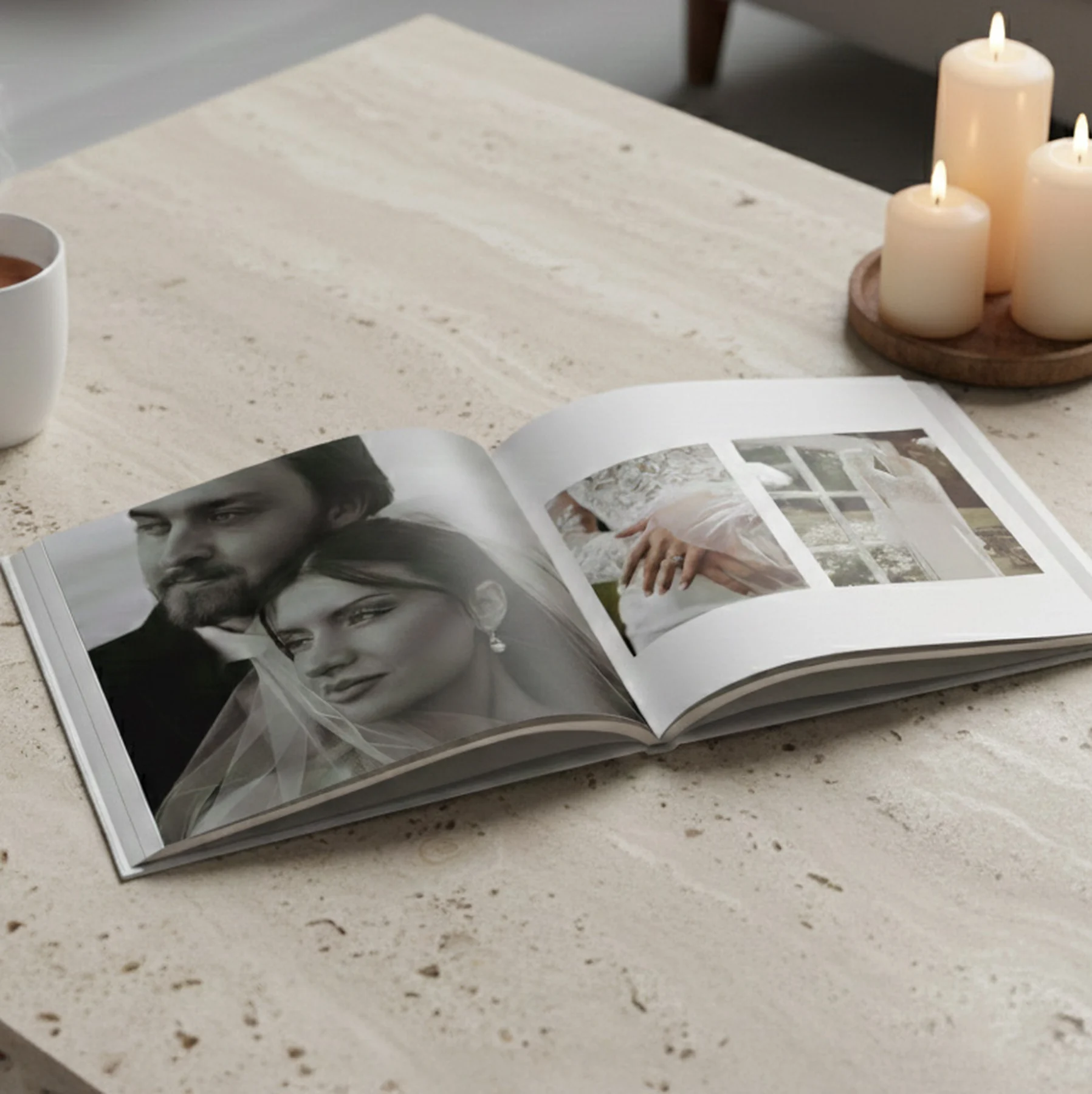 Open klikkie photo book showing a printed spread